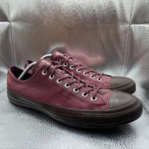 Size M12/W14 Converse All Stars Unisex Burgundy Low Top Lace Up Leather Sneakers